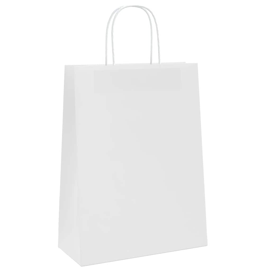 Paper Carrier Bags 50 pcs with Handles White 26x12x35 cm