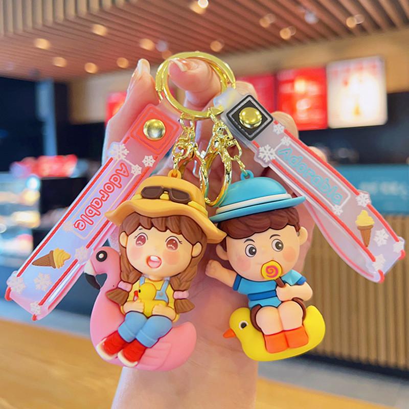 Adorable Cartoon Animal Keychains Soft Rubber Key Rings Cute Couple Gifts