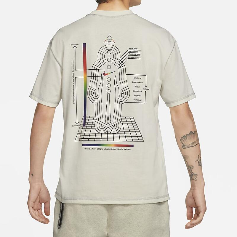 Nike Спортивная одежда Мужская Баскетбольная серия Атлетическая Повседневная Влагоотводящая Эластичная Дышащая Футболка с коротким рукавом Мужские топы Светло-бежевый DD1413-901