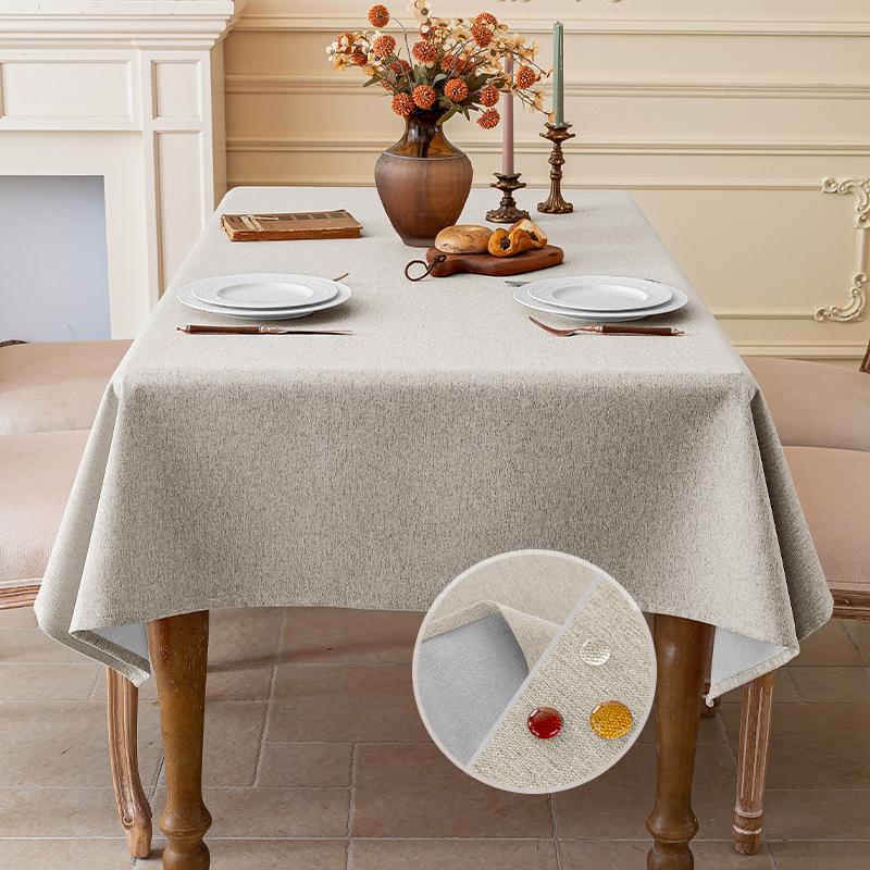 Faux Linen Rustic Reusable Rectangular Table Cloth Cover for Dining Waterproof Waterproof No-wash Dust-proof Coffee Table Cloth