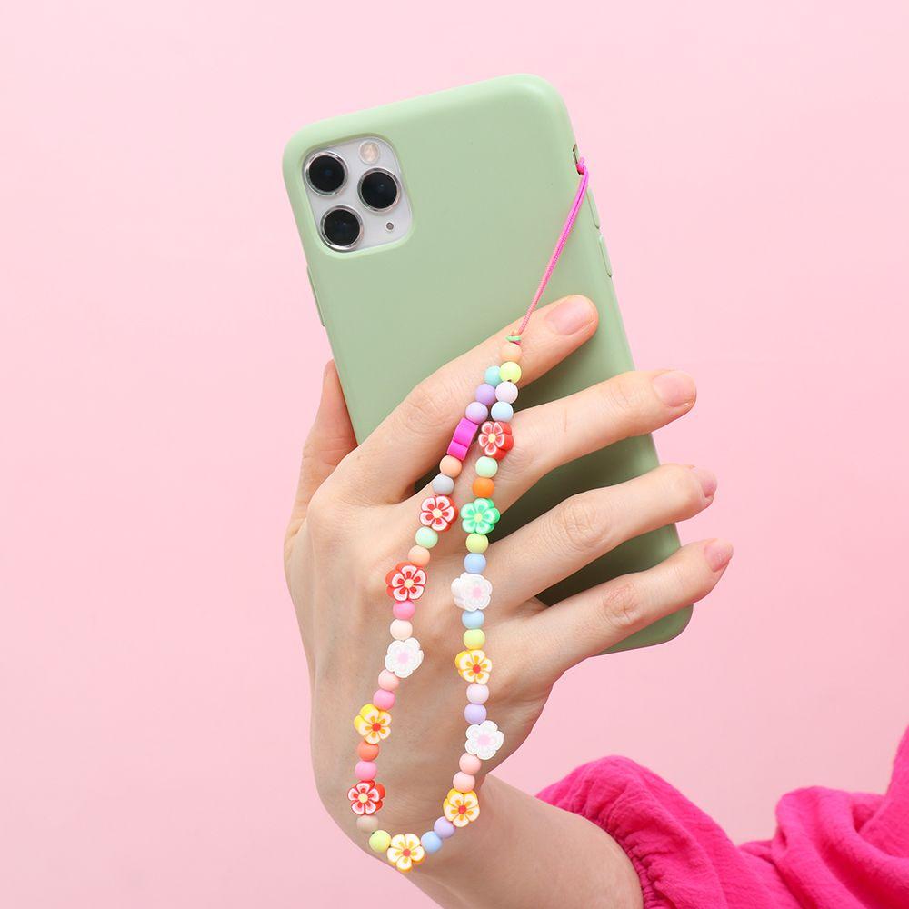 Colorful for Keys Pearl Rope Phone Case Hanging Cord Phone Lanyard Mobile Phone Chain Soft Clay