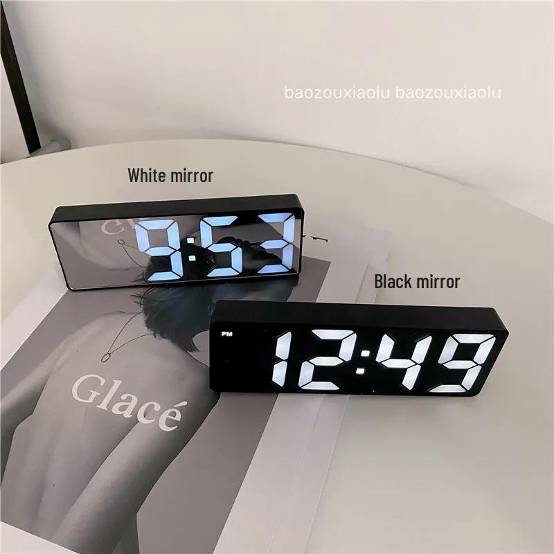 LED Multi-Function Mirror Alarm Clock: Makeup Mirror with Battery & Plug-in Options