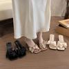 Fashion Shoes Thin Heels Rubber Flip Flops Slippers Women Summer Butterfly-Knot Pantofle Low Slides Hawaiian 2025 Rome Butterfly-knot PU
