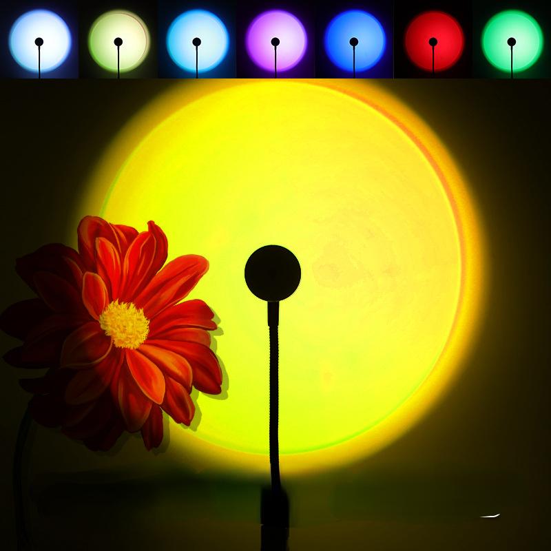 USB лампа для проектора заката, 1 шт., атмосферная лампа, романтический светодиодный ночник для спальни, кофейни, живое украшение