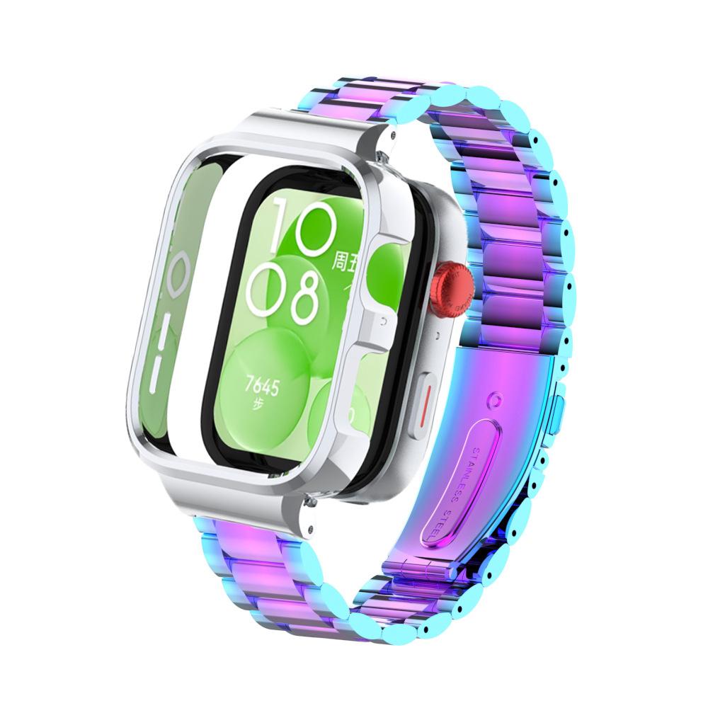 Защитный чехол из нержавеющей стали для смарт-часов Huawei Watch Fit 3, металлический браслет для huawei watch fit3 Band+Protect Cover