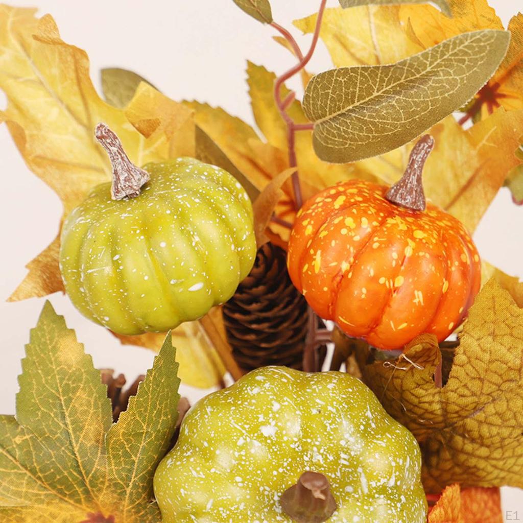 Artificial Pumpkin Maple Leaves Fall Ornament Floral Arrangement Christmas Room Table Decoration