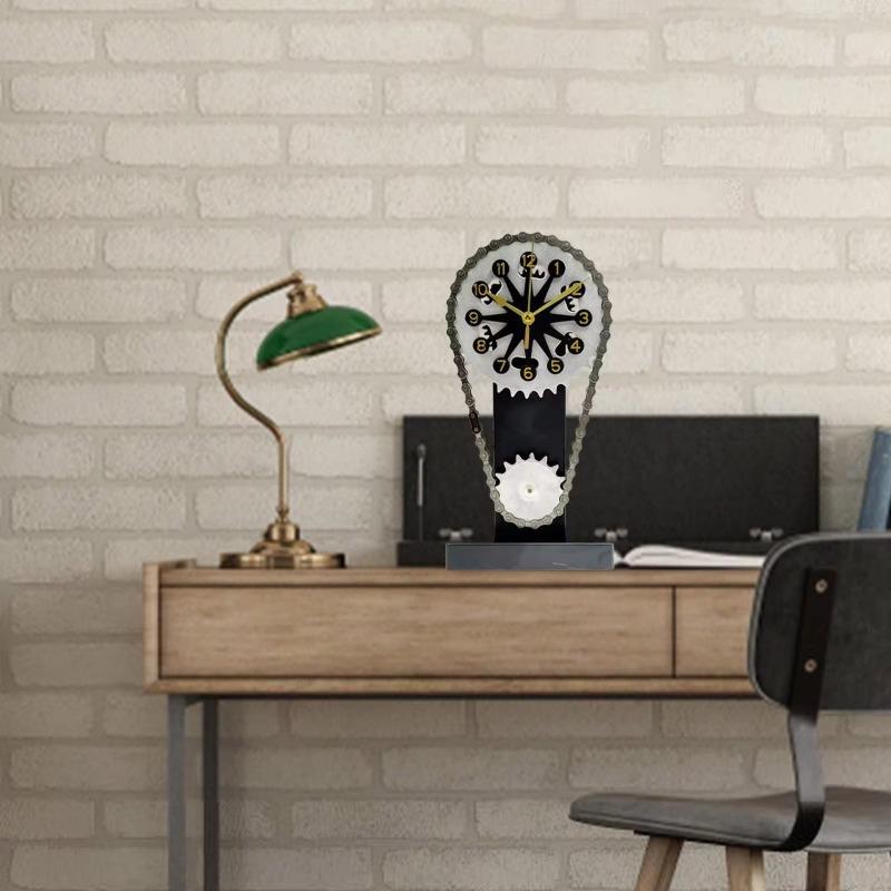 Винтажные часы с вращающейся шестерней, настольные часы, античная шестерня, железная цепочка синхронизации, настольные часы с приводом для подарка на день отца