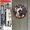 2d Flat 20*20cm, Spring Wooden Sign French Bulldog Theme Decoration, Round Wreath Decor, for Home, Kitchen, Garden, Bedroom, Bar Decoration.