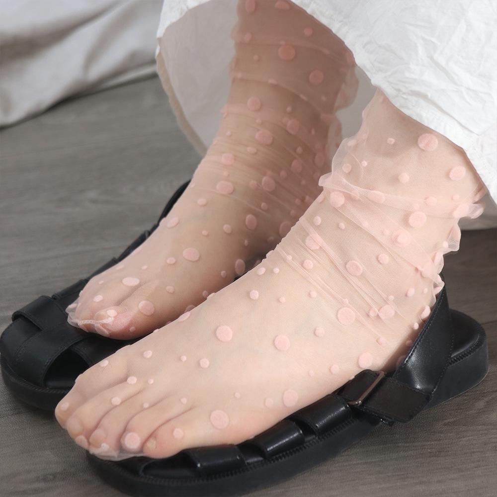 Fashion Thin Women Female Mesh Dress Hosiery Nylon Dot Socks Tulle Socks