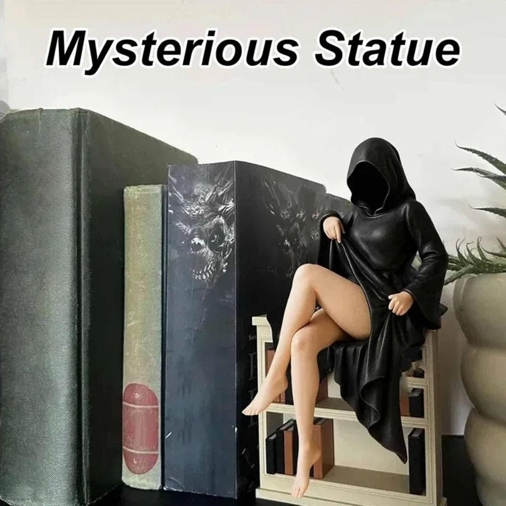 PLA 3D Mysterious Statue Black Robe Desktop Ornaments New Bookshelf Sculpture Halloween Decor
