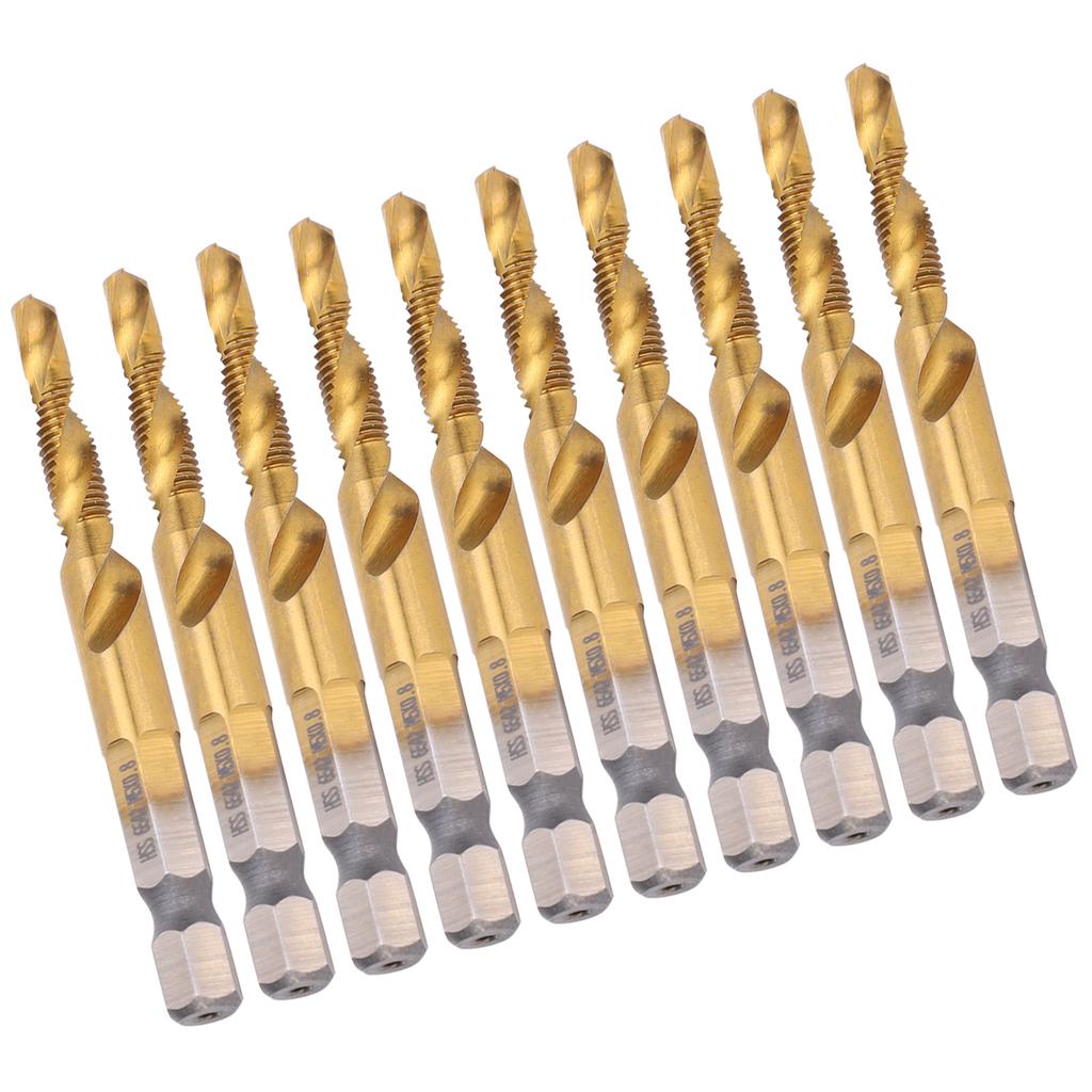 10 шт. Метчики Сверла HSS 6.1 Шестигранный Квадратный Хвостовик Ti Покрытие Композитные M5 Метизы Ручные Инструменты