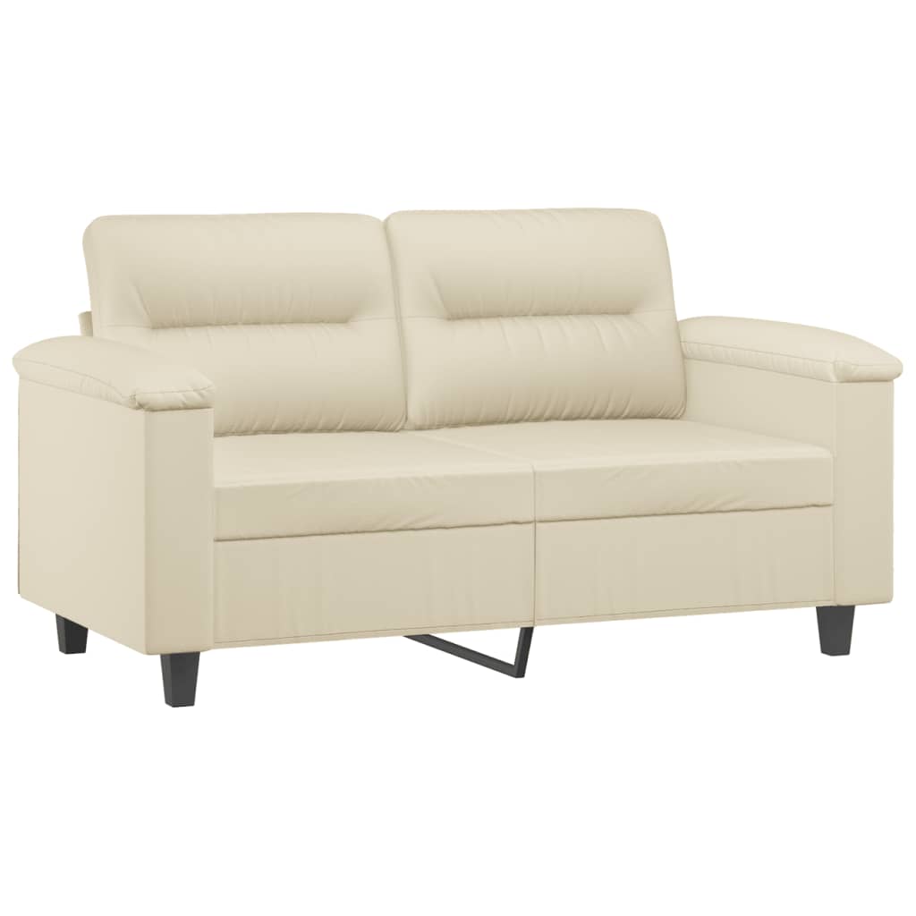 Vidaxl 2-Osobowa Sofa Z Poduszkami, Kremowa, Sztuczna Skóra