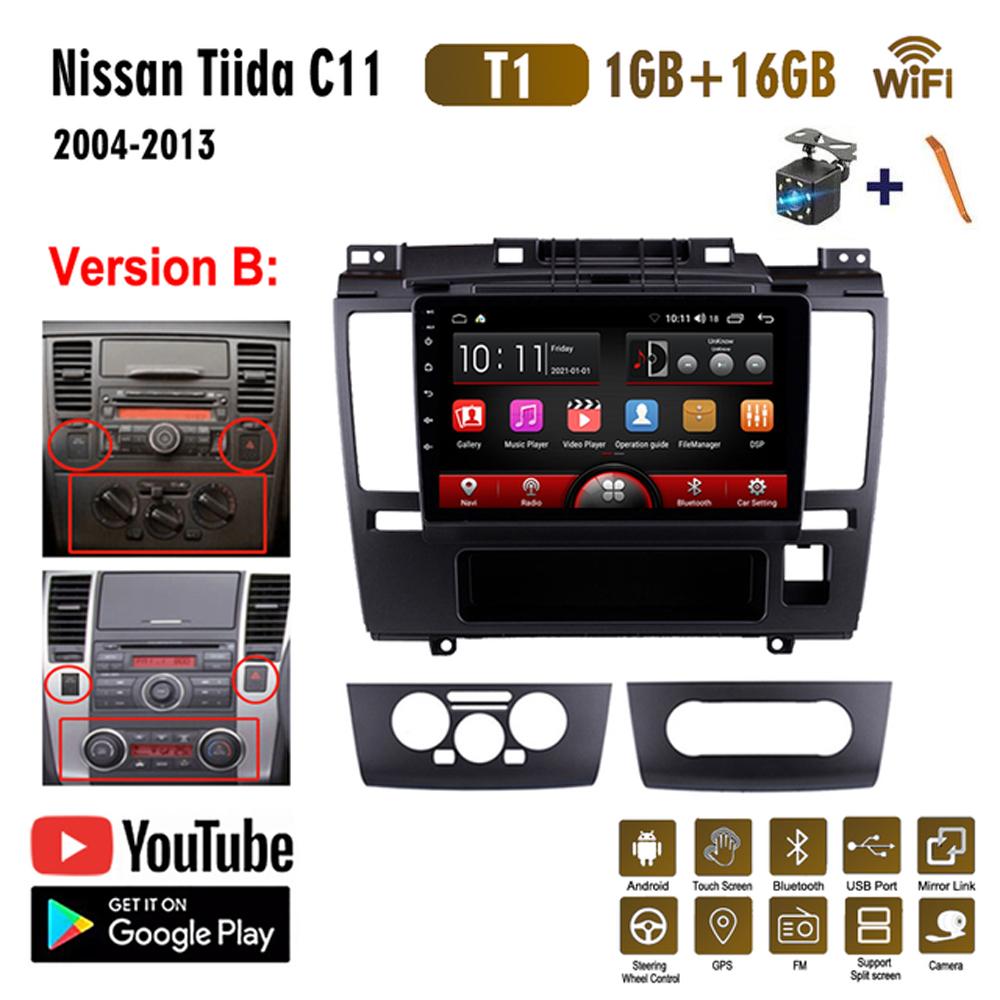 Автомобильный радиоприемник на базе Android Carplay для Nissan Tiida C11 2004-2013, мультимедийный видеоплеер, GPS-навигация, WIFI, 2 + 32 ГБ