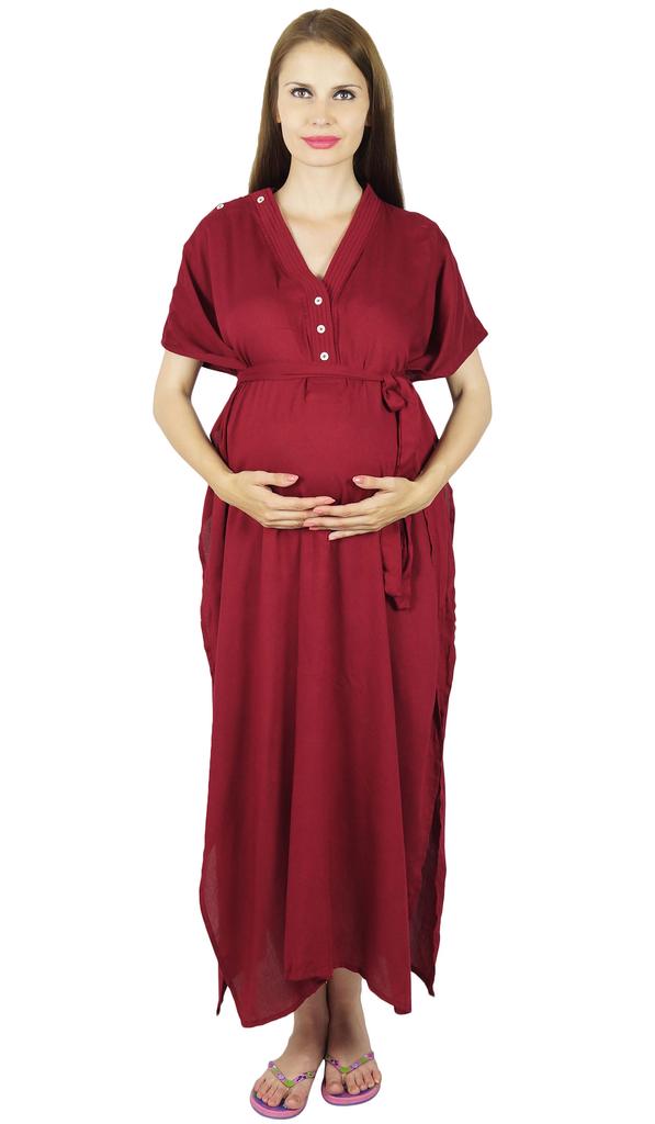 Bimba Ночная рубашка для кормящих мам с поясом-кафтаном | Пуговицы спереди | Детский душ