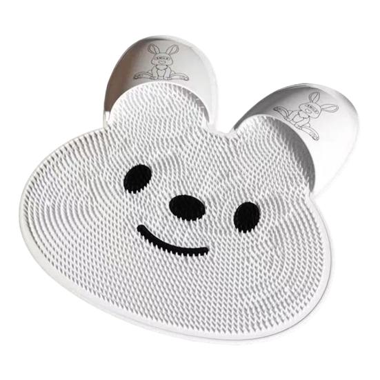 Rabbit Bathroom Shower Anti Slip Mat Foot Scrubber Back Scrubber Circular Massage Mat Silicone Foot Mat