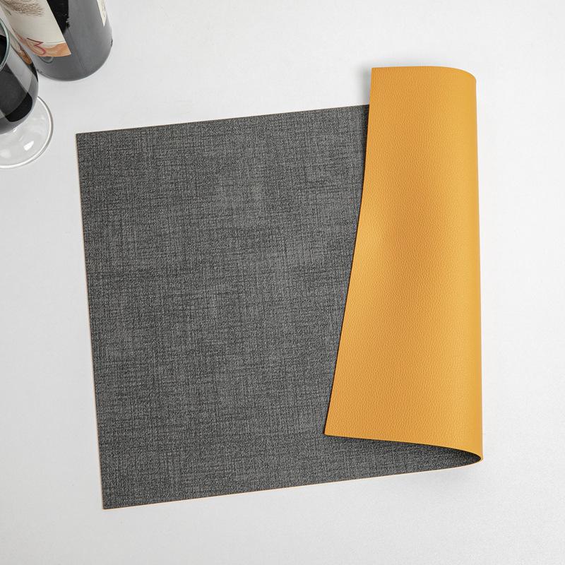 Popular hot-selling leather placemat thermal insulation mat dining table vegetable mat coaster carbon fiber cloth pattern lychee pattern