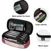 Pen Pencil Organizer Printed Durable 300D Polyester Easy Open Zipper with Main Compartment Mesh Pocket and Pen Slots for Students