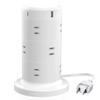 Power Tap Tower Type Extension Cord 12 Ports & USB-C X 2 Ports USB X 3 Ports USB PD 45W with Fixing Parts Lightning Guard Dust Shutter 2m White
