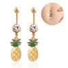 Fashion Puncture Decoration Belly Button Inlaid Diamond Stainless Steel Pineapple Belly Navel Nail Navel Buckle