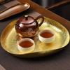 Латунный поднос для кофейной чашки, форма цветка с текстурой листа лотоса, Ретро блюдце для чайной чашки, Домашняя тарелка для сыра и еды, Тарелка для закусок, Украшение стола