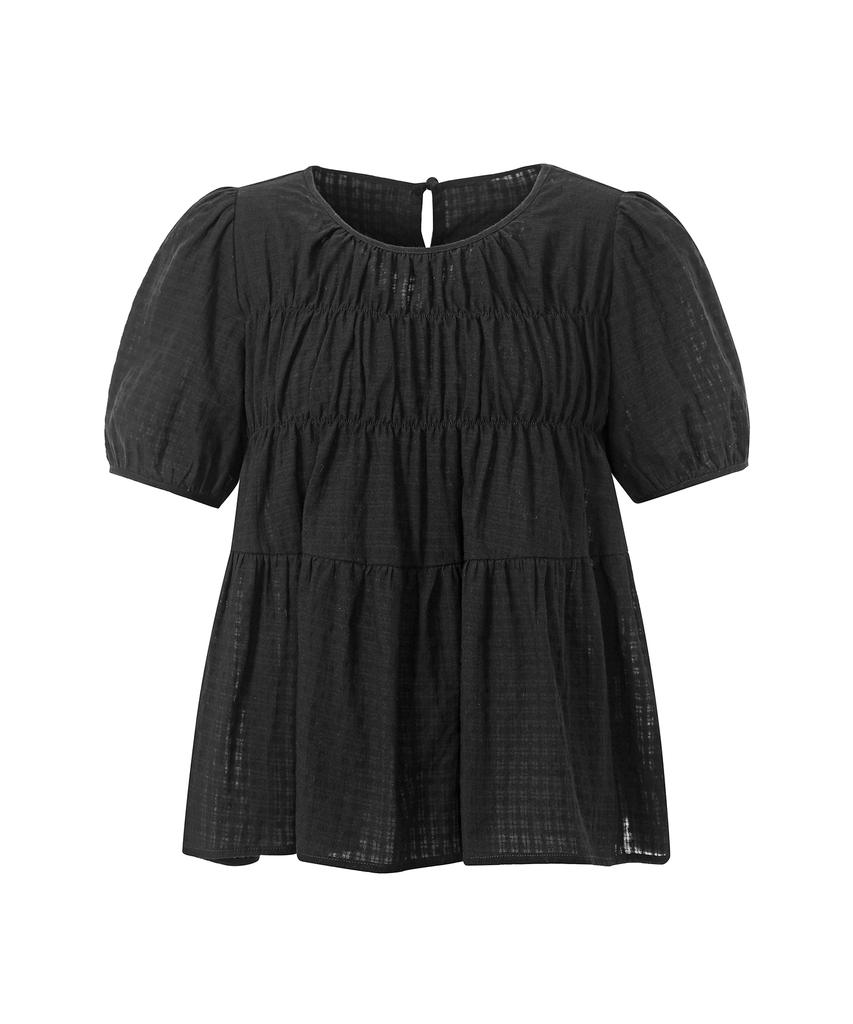 MERCIANNES Dobby Shirred Puff Blouse_Mc5Ssn4