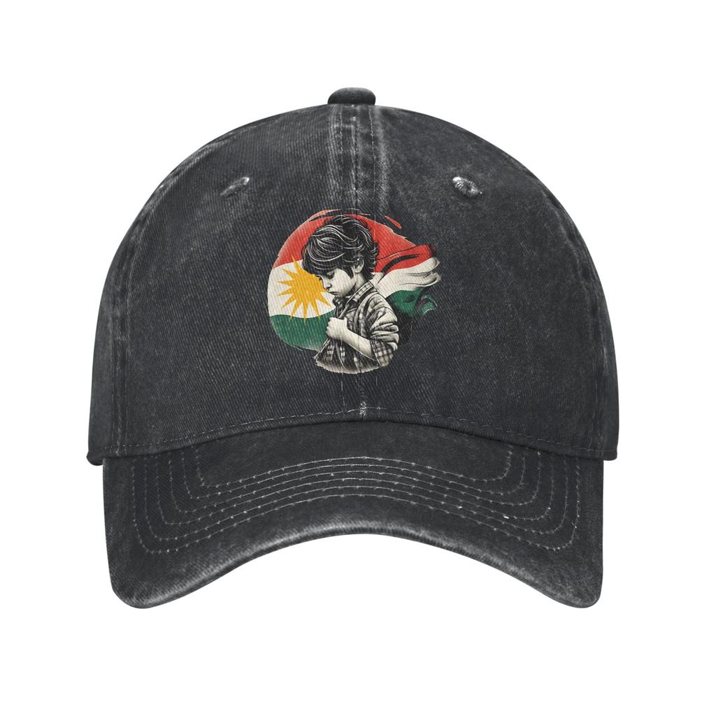 Kurdistan Flag Sun Baseball Cap  Streetwear Men Adult Washed Trucker Hat Sun-Proof Custom  Tennis Skate  Cap Birthday Present