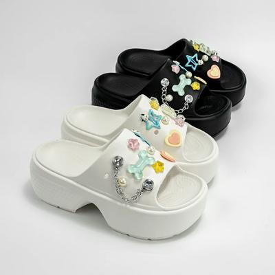 Сандалии с толстой подошвой для женщин, черные, белые, модные, для улицы, роскошные, с бриллиантами, сандалии для сада своими руками, сабо, водная обувь