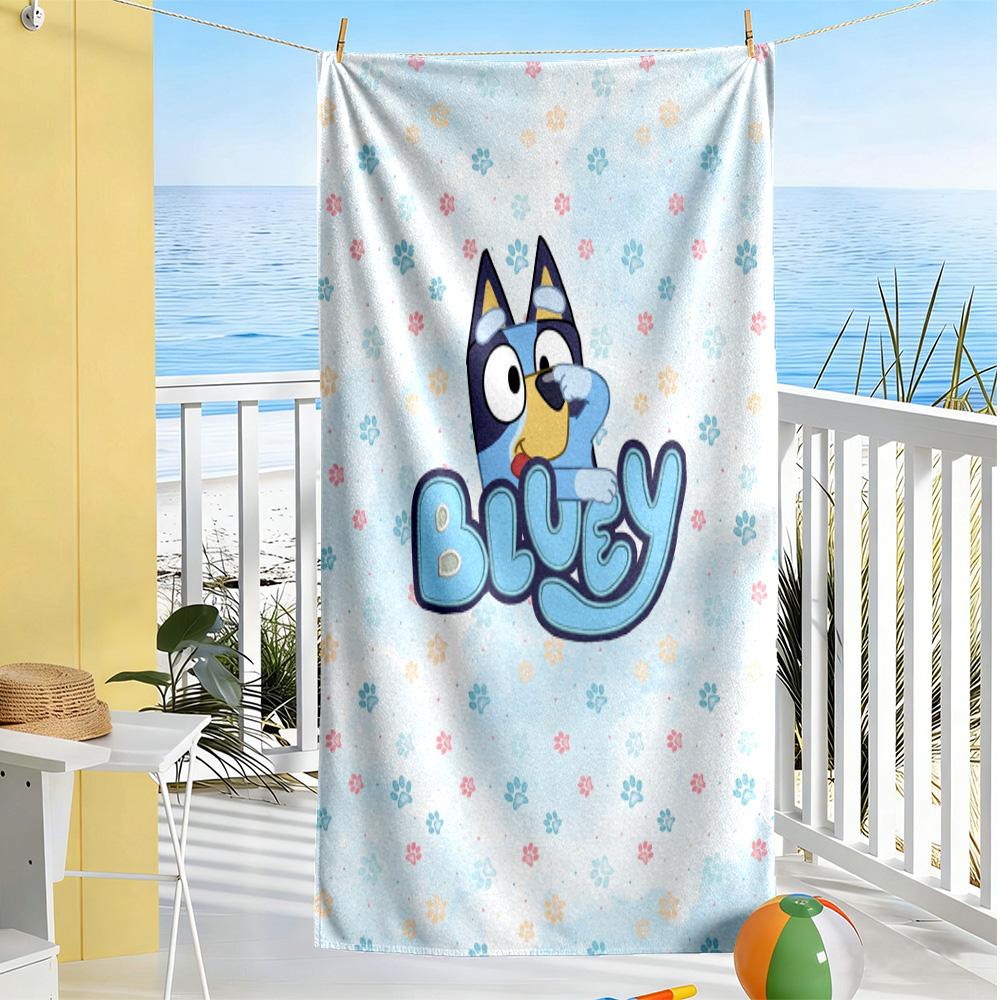 Bluey Family Adventure Beach Towel Super Soft Microfiber Quickdry Fabric Comfortable Lightweight Perfect for Traveling Yoga Camping and Swimming