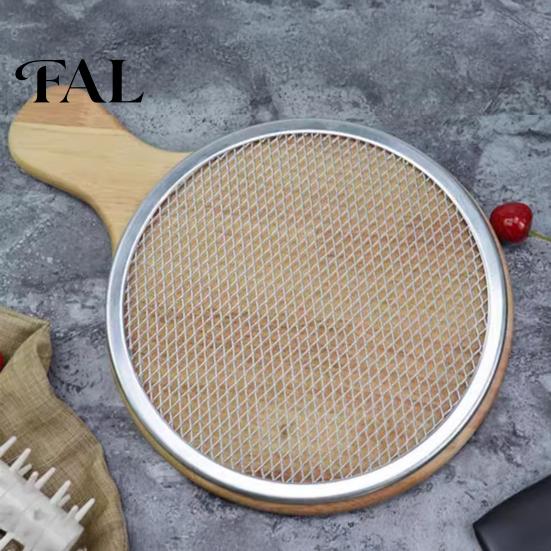 Portable Barbecue Rack Aluminum Alloy Pizza Screen, Non Stick Mesh Baking Pan, Outdoor Grill Round Crisper Tray for Oven Home Kitchen Restaurant Wire