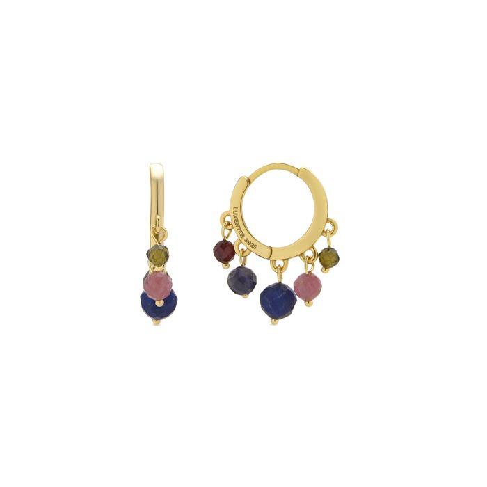 Boucles d'oreilles - Luxenter - Tefilo - Argent 925 - Cristal multicolore - Or 18k
