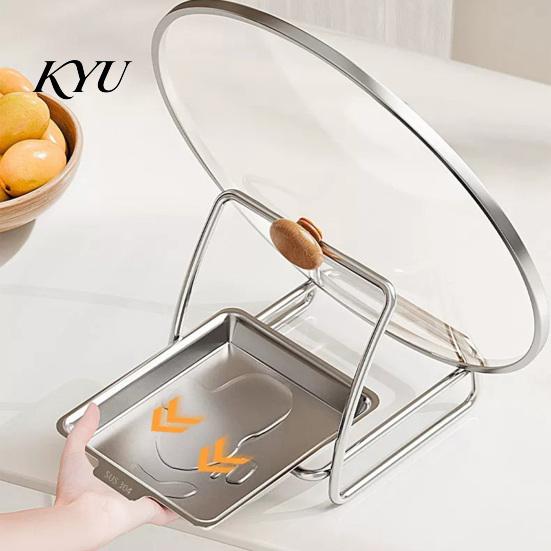 Compact Kitchen Tool Holder 304 Stainless Steel Spoon Rest with Removable Tray, Spatula Pot Lid Holder, Sturdy Countertop Utensil Organizer