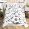 Soccer Duvet Cover Set King Queen Full Size Football Pattern Polyester Comforter Cover For Kids Teens Soccer Lover Bedding Set