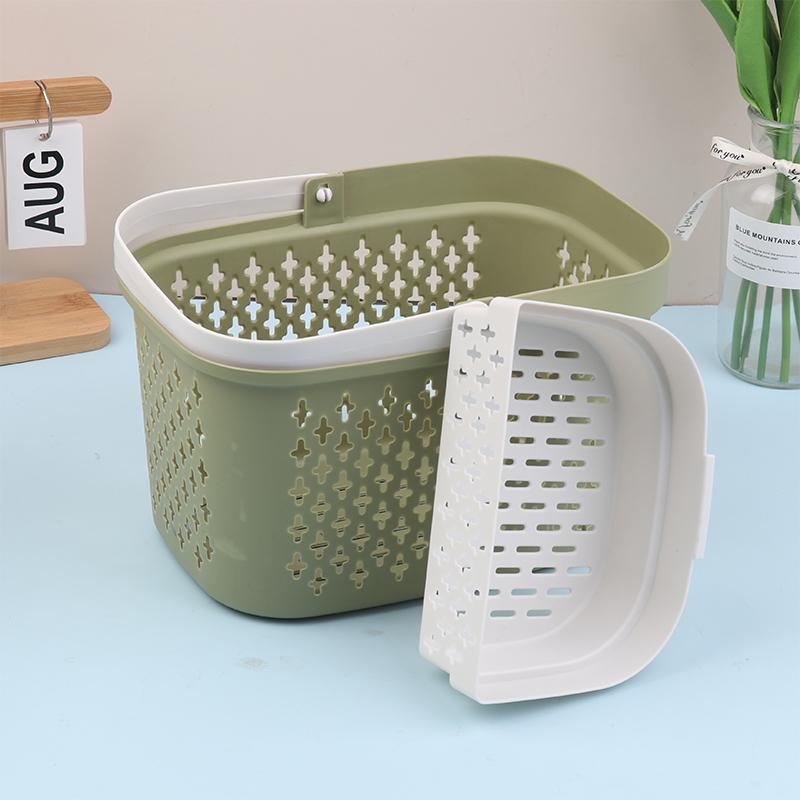 Пластиковая корзина-органайзер с ручками, дренажный контейнер для туалетных принадлежностей, штабелируемая корзина для хранения для ванной, кухни, лагеря, спортзала