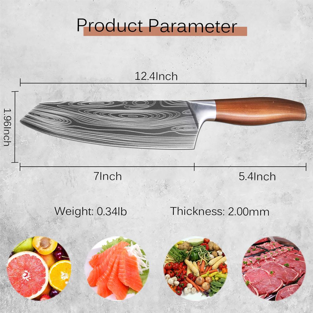Кухонный нож Нож для нарезки из нержавеющей стали Профессиональный нож шеф-повара Кливер Инструмент для приготовления пищи