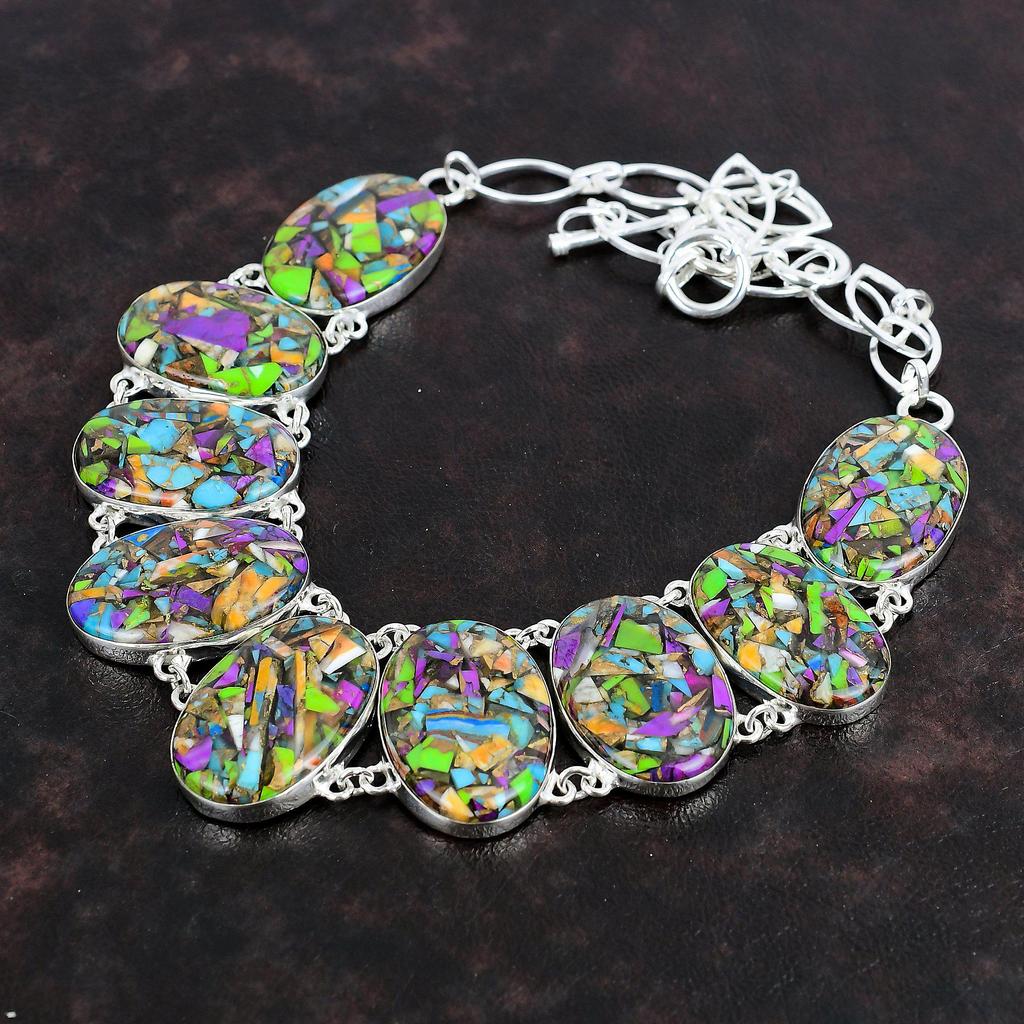 Ожерелье Fiesta Kingman с бирюзой, ювелирные изделия из драгоценных камней, ожерелье из стерлингового серебра 925 пробы, регулируемое ожерелье-цепочка, ожерелье из нескольких медных бирюзовых камней