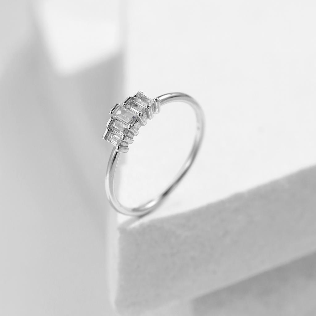 MODIAN 925 Silver Crown Clear CZ Simple Finger Ring Fashion Stackable White Gold Plated Jewelry For Women Gifts