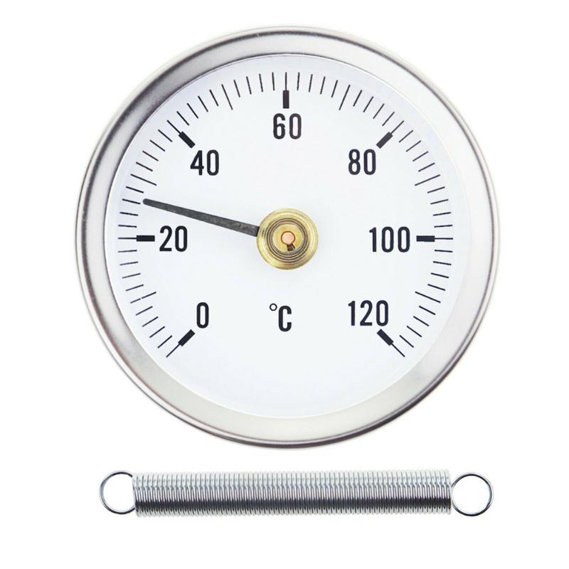 0-120℃ Термометр для трубки из нержавеющей стали с зажимом Нагревательная пружина для трубки 63 мм Металлический термометр Температурный датчик Пружина Промышленный инструмент