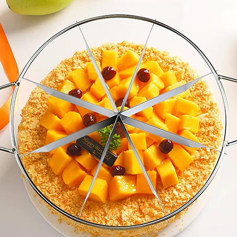 8-Slice Stainless Steel Pie Cutter Press, Circle Pie Cutter With Side Handles, Non Stick Pie Cutting Divider