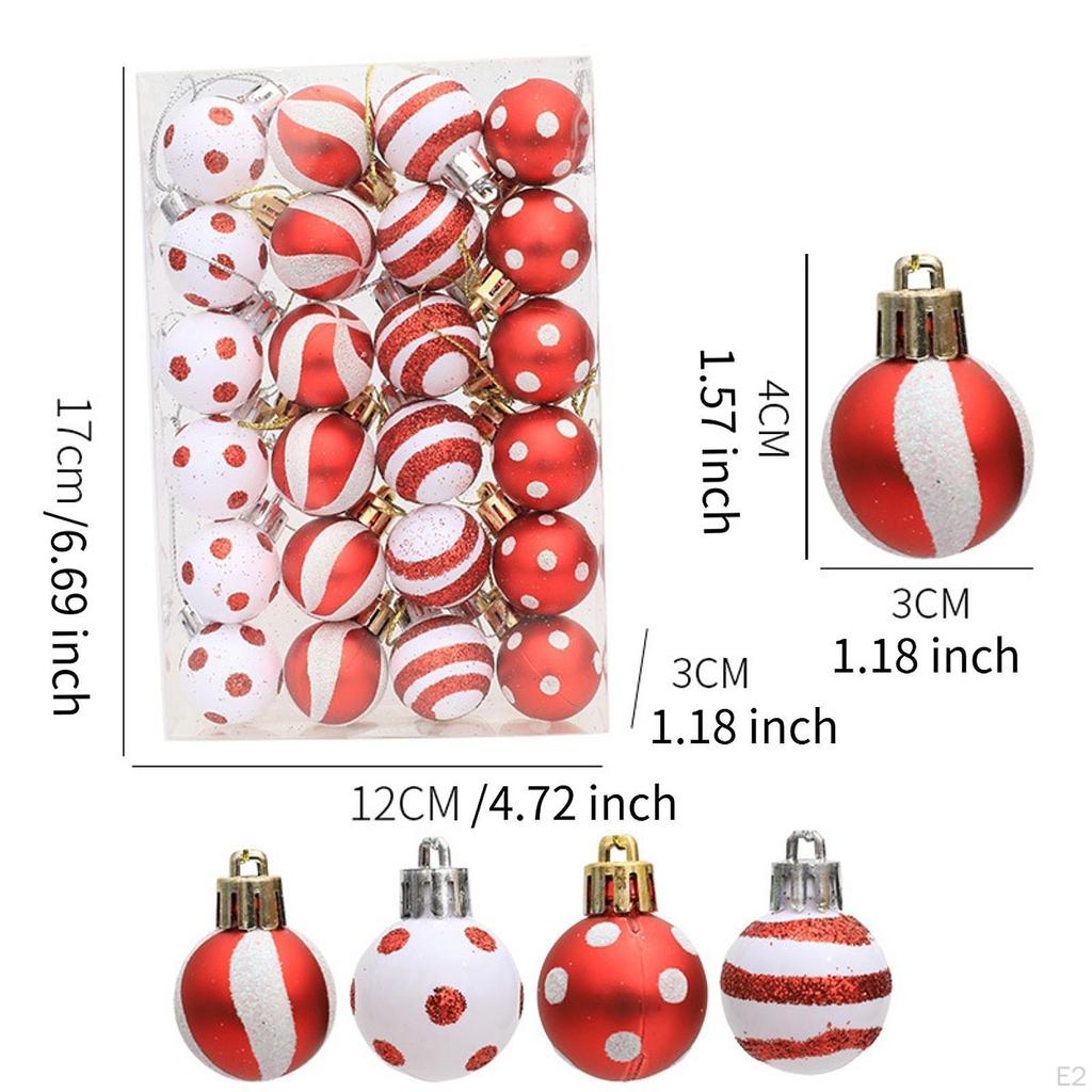 24 Pieces Christmas Tree Hanging Decorations Ball Ornaments Decorative Xmas Balls Baubles