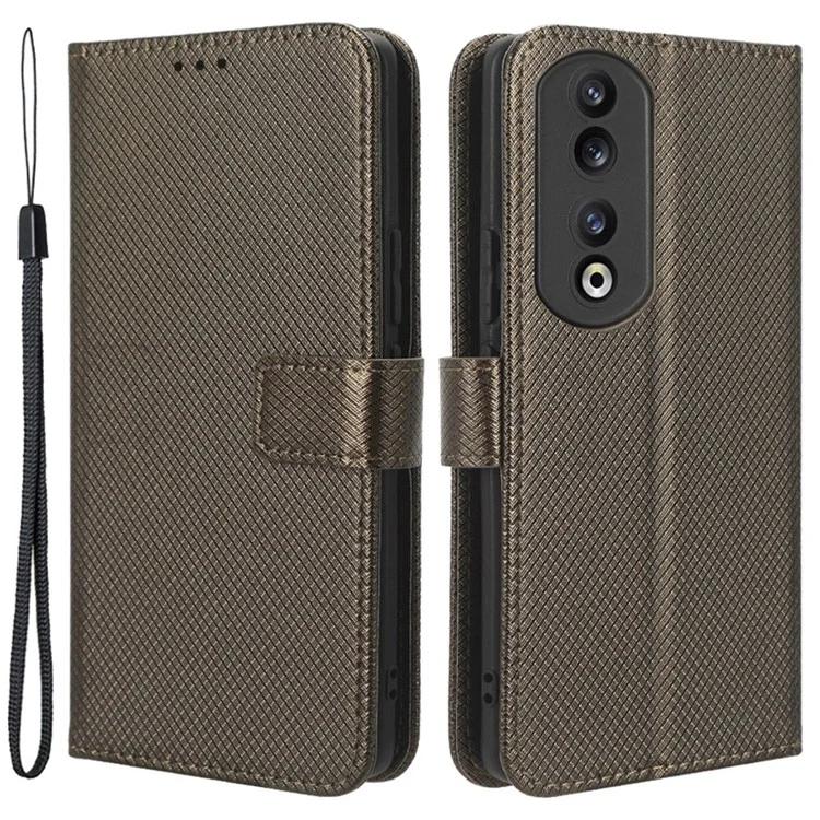 For Honor 90 Pro Phone Stand Cover Wallet Diamond Texture Anti-Dust PU Leather Cell Phone Case