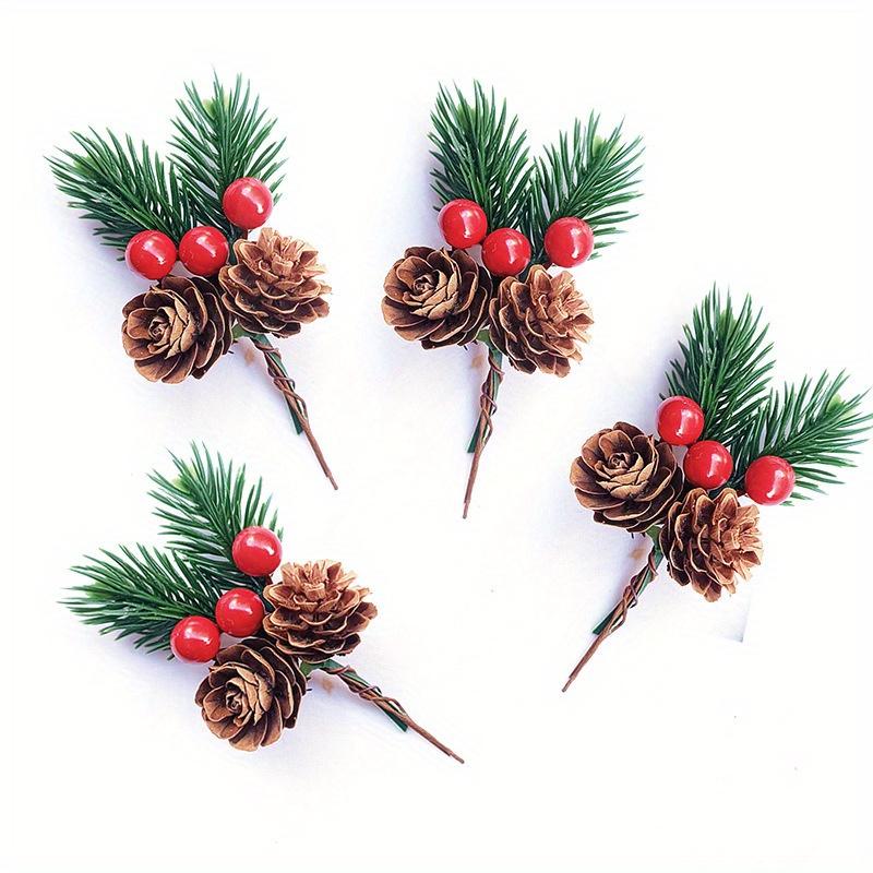 10Pcs Christmas Decoration Artificial Pine Branches Fake Plant Flower Christmas Pine Nuts Cone Decoration