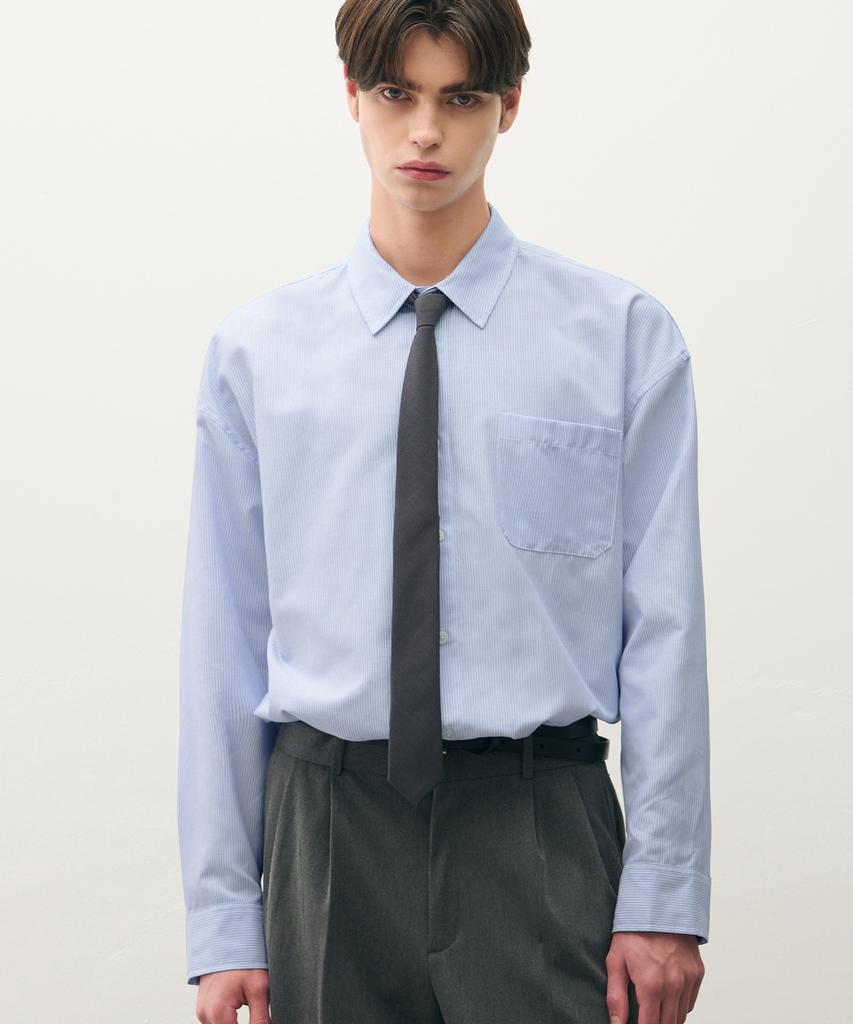 DRAW FIT Cozy Striped Shirt [Sky Blue]