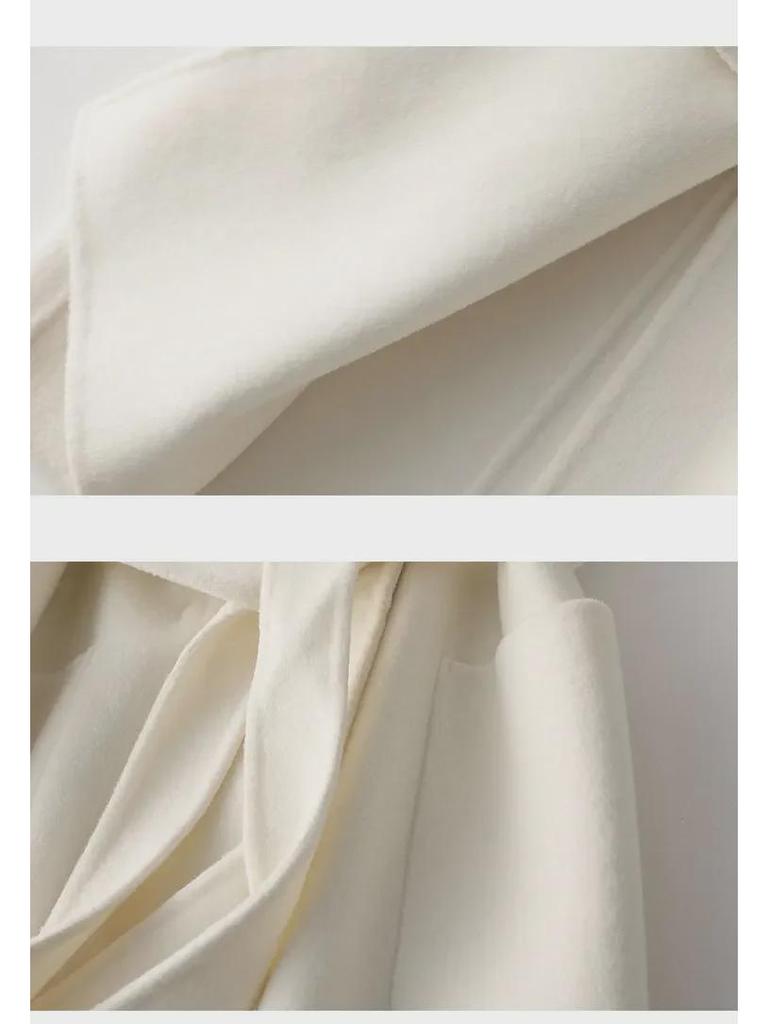 Women's Long Double-Faced Cashmere Coat - New Loose Woolen Design for Autumn/Winter 2024