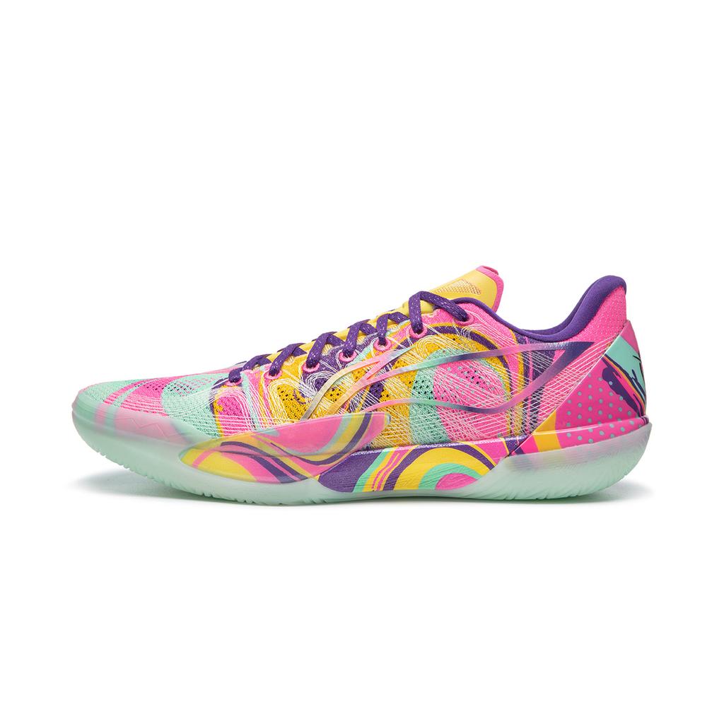 Li Ning Gamma 2 Нескользящие, Износостойкие, Легкие Низкие Баскетбольные Кроссовки Мужские Розово-Голубо-Желтые ABAV033-12
