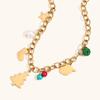 18K Gold Plated Christmas Tree Pendant with Colorful Epoxy and Santa Bell for Women