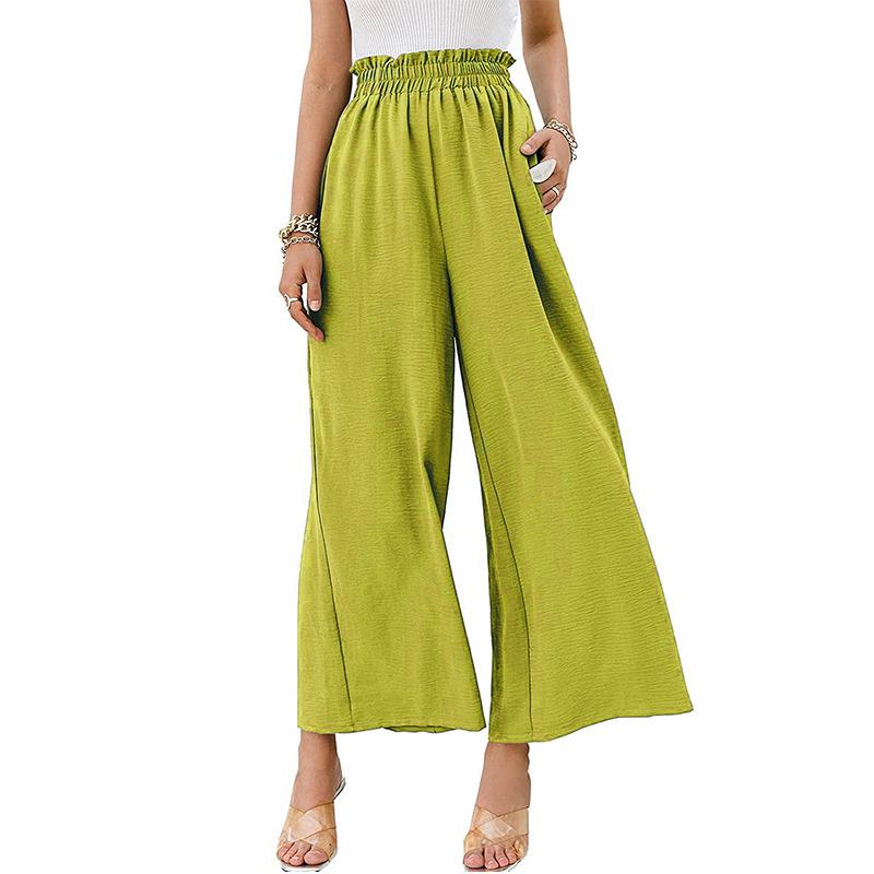 YYFS Women's Fashion Casual Solid Color Print High Waist Trousers Pants & Capris