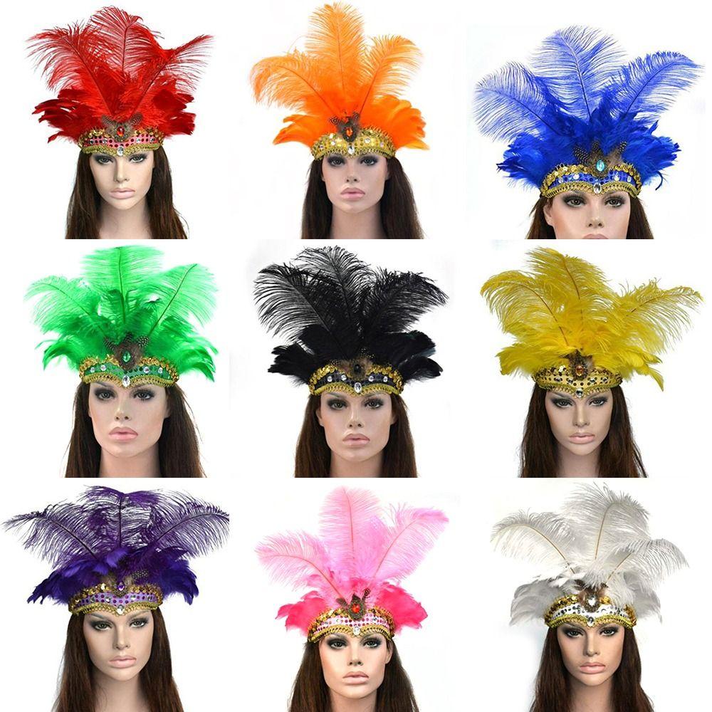 Kids Peacock Indian Hair Accessories Feather Headdress Halloween Carnival Hair Band