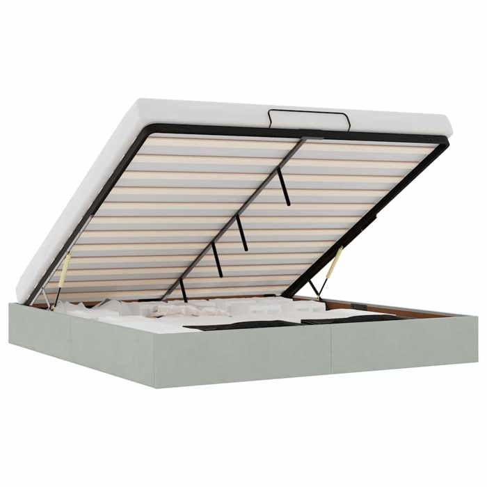 VidaXL Cadre de lit ottoman sans matelas gris clair 200x200 cm velours, cadre de lit, cadre de lit ottoman, cadre de lit 3310985
