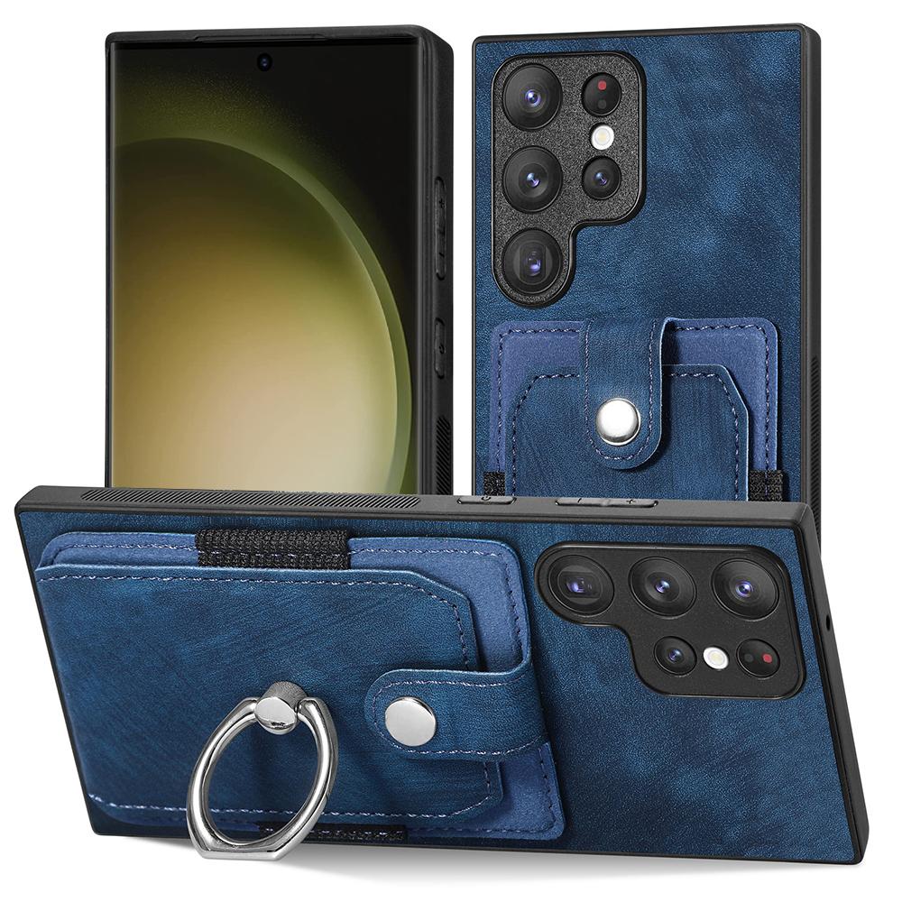 Чехол-кошелек со слотом для карт Samsung S23 S22 Ultra S21 S20 Fe A14 A34 A54 A13 A23 A33 A53 A12 A32 A52/iphone 14 13 12 11, кожаный чехол с держателем для кольца на палец