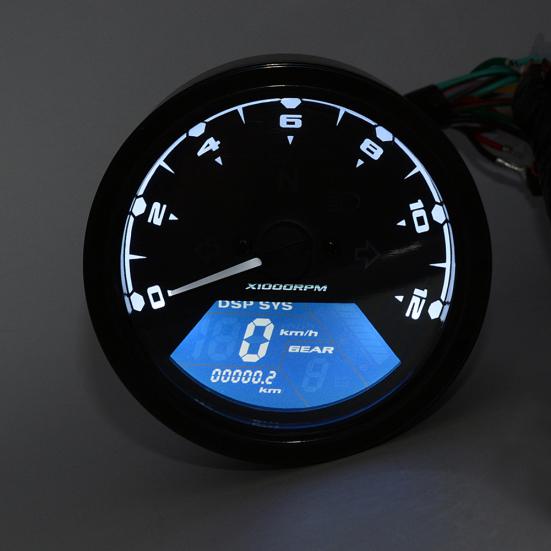 LCD Digital Odometer Speedometer Gear Indicator Motorcycle Scooter Tachometer